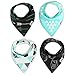Baby Bandana Bib Set of 4, Super Absorbent Organic Drool & Teething Bibs for Boys & Girls by Matimati (Mint and Gray)
