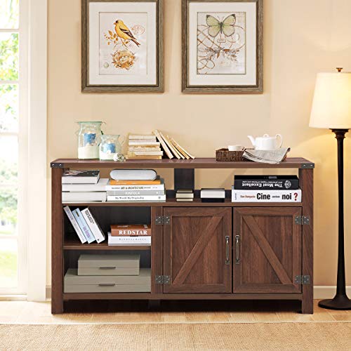 Tangkula-Farmhouse-Wooden-TV-Stand-for-TVs-up-to-55-Inches-Flat-Screen-TV-Console-Table-Cabinet-wBarn-Door-Adjustable-Shelves-Universal-Entertainment-Center-for-Living-Room-Bedroom-Walnut