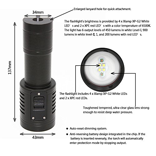 Scuba-Diving-Torch-Flashlight-KC-Fire-LED-Flashlight-Underwater-100M-Photography-Photo-Video