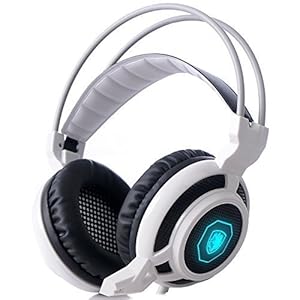 SADES 超軽量3.5mmステレオ ゲーミングヘッドセット USB有線ゲーム用ヘッドフォン ホワイト