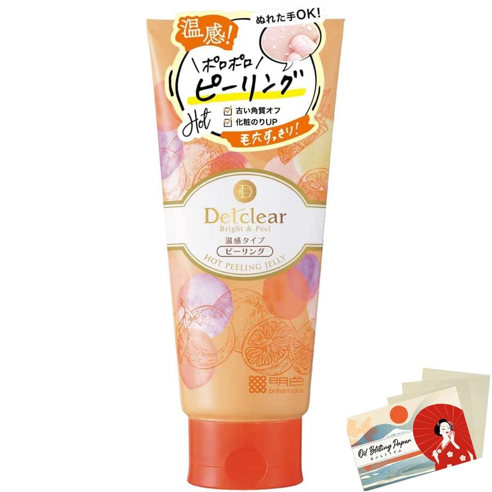 Detclear Meishoku Bright & Peel Peeling Jerry Hot 180ml - Orange - Blotting Paper Set