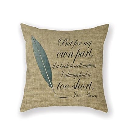 Customized Standard New Arrival Pillowcase Jane Austen Austen Librarian Literature Throw Pillow 18 X 18 Square Cotton Linen Pillowcase Cover Cushion