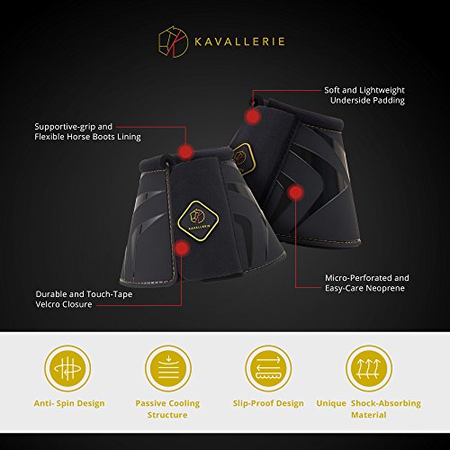 Kavallerie Classic Anti-Spin Bell Boots, Overreaching Protection, Durable with Secure Fit, Perfect for Cross Country, Hunting, Jumping and Exercises-L-White