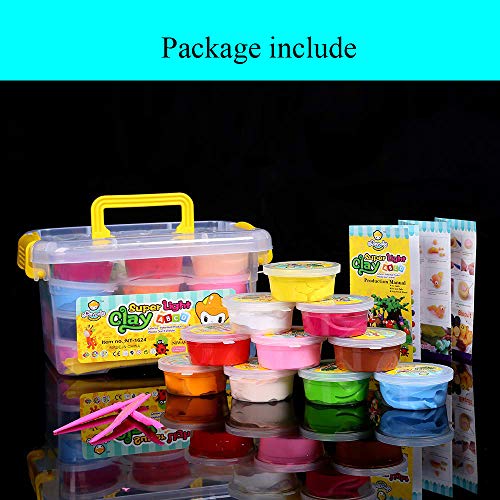 FENFEN 24 Colors Air Dry Modeling Clay Ultra-Light Plasticine Clay Dough Kits Toy with Tools for Kids,Teens,Creative Art DIY Crafts - Thumbnail 5