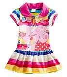 Little Girls Summer Peppa Pig Lapel Rainbow Color Dress (Rainbow, 4-5Y)