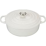 Le Creuset Enameled Cast Iron Signature Round Wide Dutch Oven, 6.75 qt., White