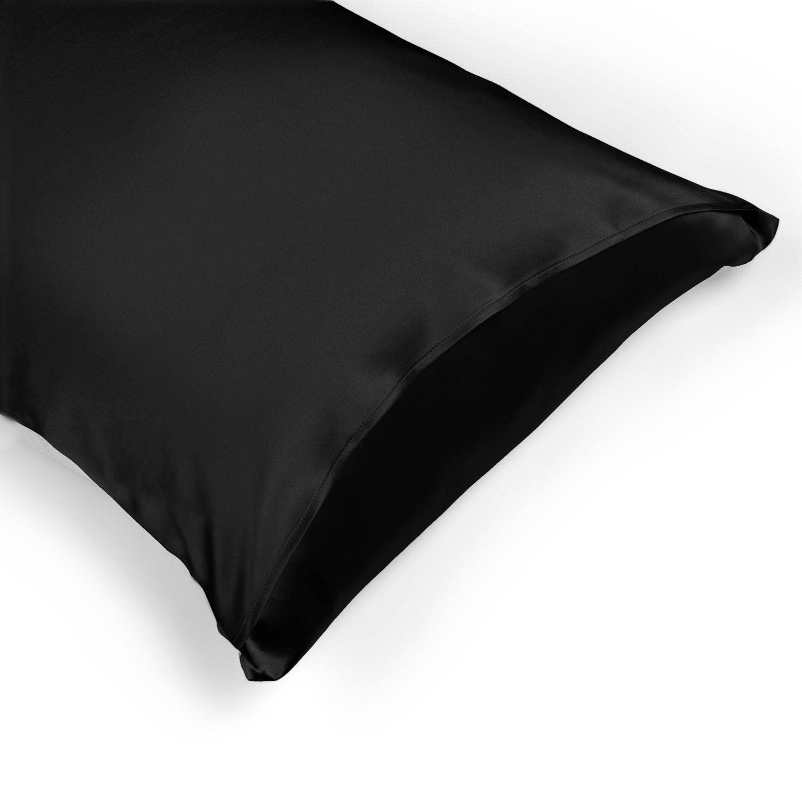 OFFTOPIC 100% Anti-frizz and Anti-Wrinkle Silk Pillowcase, 22 Momme OekoTex Certified Antibacterial, Bed Pillow Covers Perfect Gift Idea, Zip Closure 50 x 75 Black
