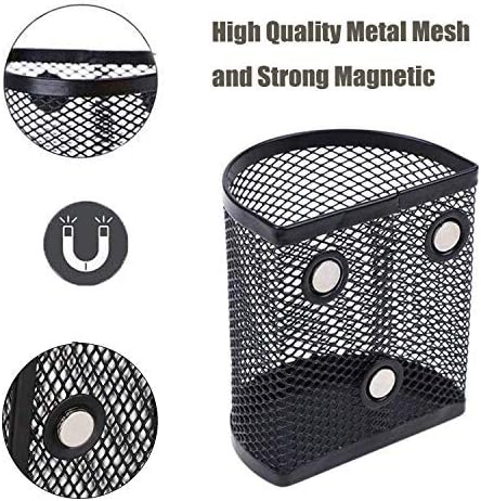 Vetoo 2 Pack Mesh Storage Basket Organizer, Magnetic Pen & Pencil Holder for Refrigerator Whiteboard, Locker Accessories - Image 3