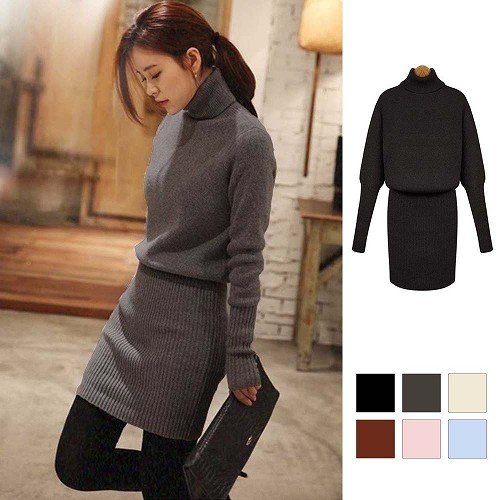 Amazon Co Jp 新品 インスタ ニットワンピース ミニ丈 チュニック