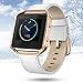 SWEES Leather Bands Compatible with Fitbit Blaze Smart Watch, Genuine Leather Replacement Band with Metal Frame Small & Large for Women Men, Champagne Gold, Rose Gold, Black, Brown, White, Grey, Beige
