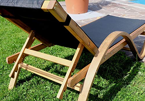 ASS Sonnenliege Paraiso aus Holz Lärche mit Kopfpolster von ALEOS, Farbe:Schwarz – Bild 5