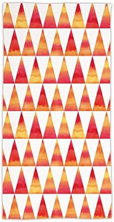 31.49"W x 62.99"L Cotton Microfiber Bath/Hand Towel,Abstract,Triangle Geometric Forms in Watercolors Style Paintbrush Effects Art Picture,Orange Scarlet,Ultra Soft,For Hotel Spa Beach Pool Bath