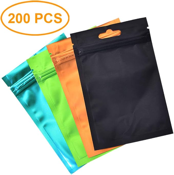 HMM 200 Pièces Autoscellants Mylar Bags Sac Plat en Aluminium Mylar