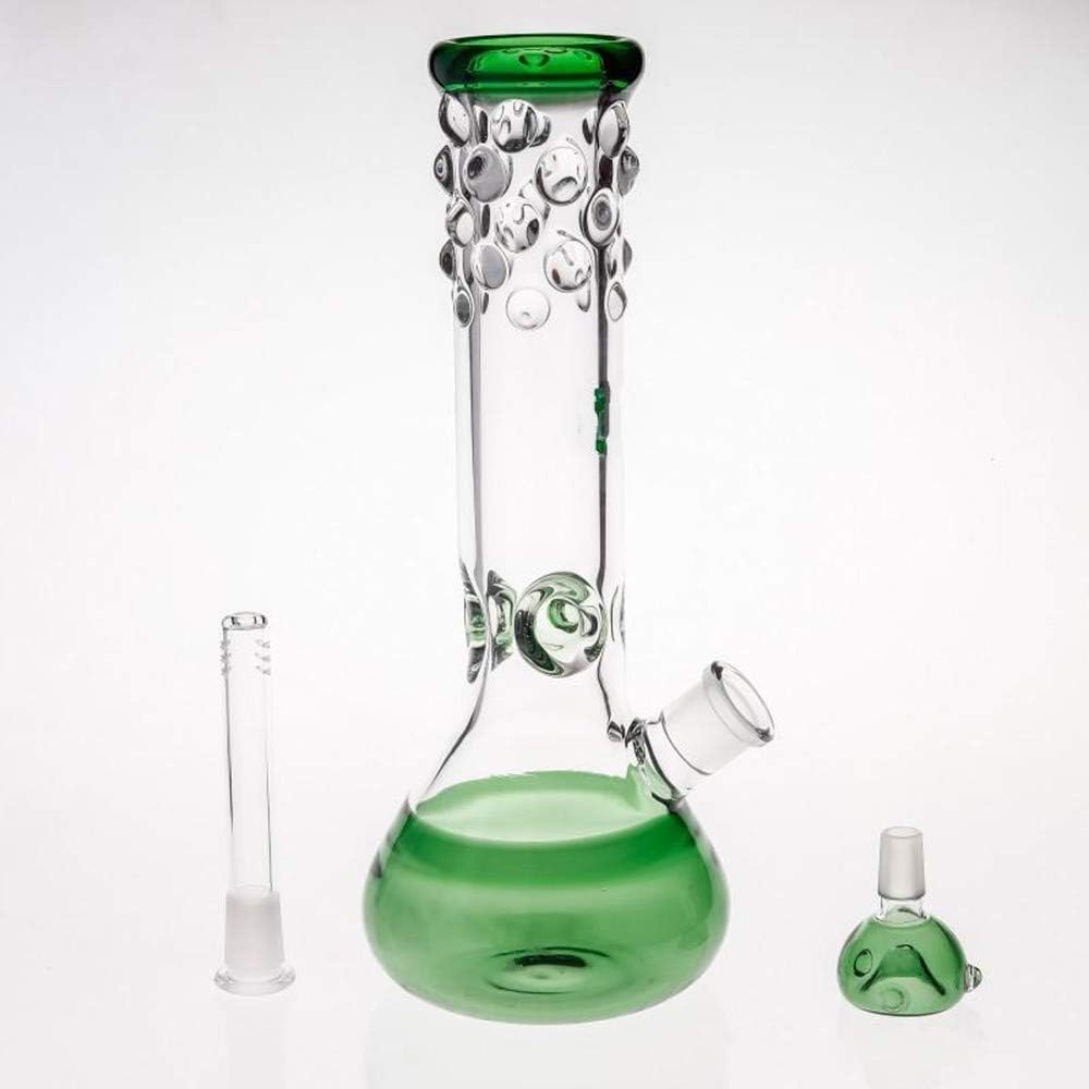 LSN Oval Bulb Percolator Ice Water Pipe Glass Bong (12-inch, Green)