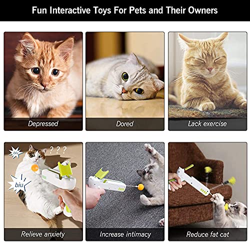 N&J Kelivi Cat Toy Gun，Interactive Cat Toys and Rebound Gun Toys for Kitten Cat Teaser Toys with Ball and Feather for Entertainment and Exercise Cat Toys for Indoor Cats. (Yellow)