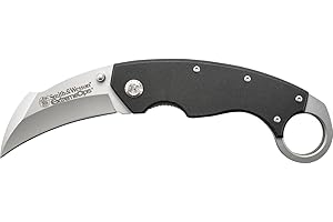 Smith & Wesson Extreme Ops Folding Karambit with 3" 7Cr Steel Blade, Finger Hole, Pocket Clip, for Tactical, Outdoors, and EDC