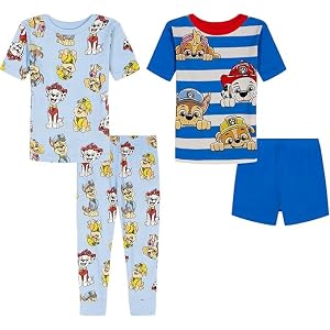 Paw Patrol Boys' Pajama Set 4-Piece Cotton Sleepwear Set