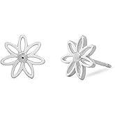 Boma Jewelry Sterling Silver Daisy Flower Outline Stud Earrings