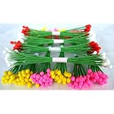 thaigood4you 300 Stamen Pollen Flower Craft Artificial Scrapbook Floral Round Wire Stem Card 10 cm.