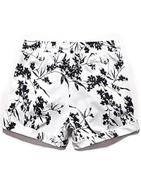 Pantalones cortos de playa con estampado floral y cintura elástica para dama