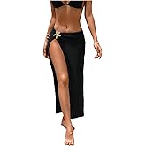 MakeMeChic Women's Swimsuit Coverup Split Thigh Starfish Midi Skirt Beach Cover Up Vacation Sarong