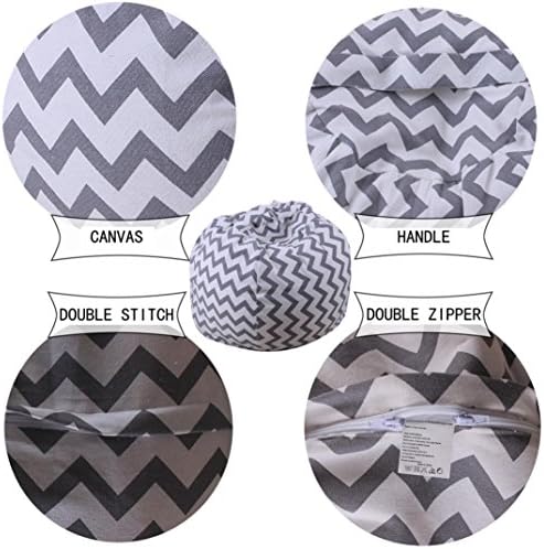 Cinhent Bag 24 Inch Kids Toys Stuffed Animal Plush Polyester Gray Storage Bag Soft Pouch Stripe Fabric Chair, Housekeeping &amp; Organizers