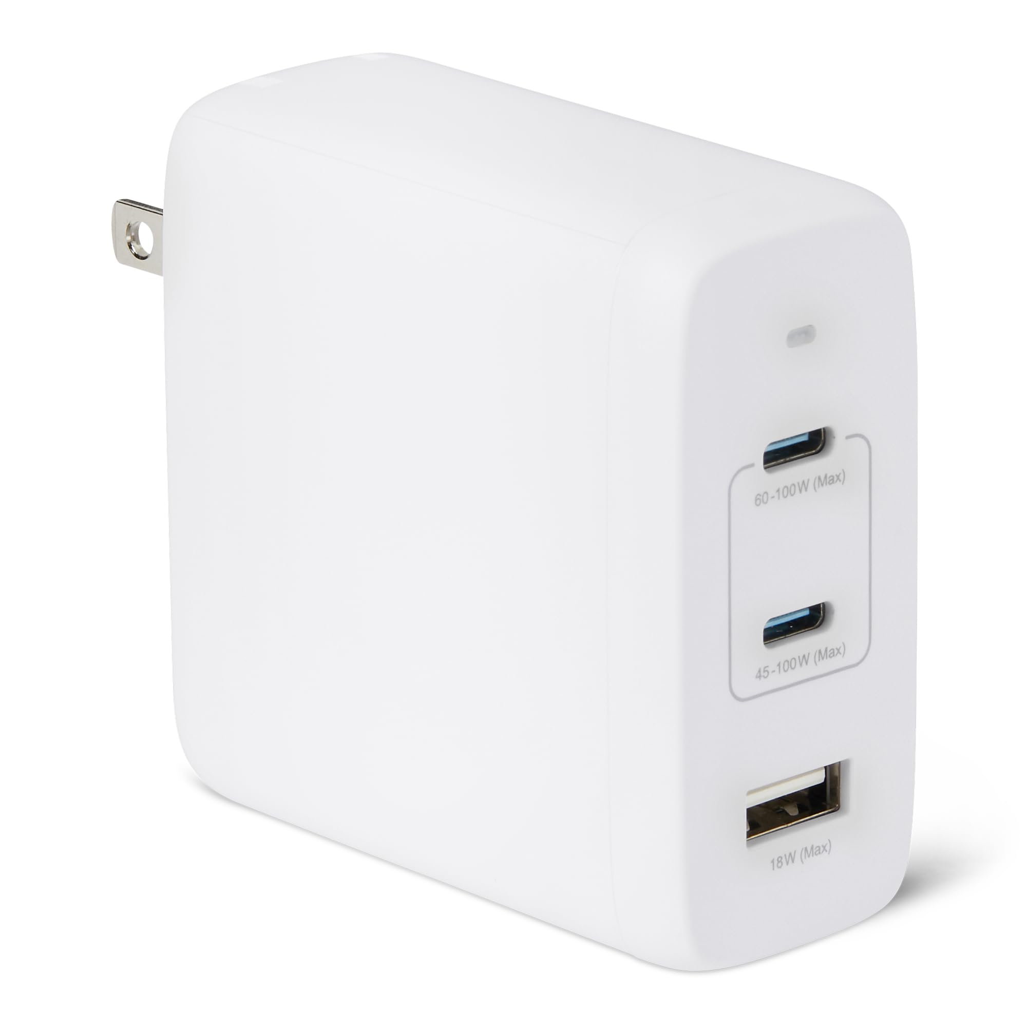 Amazon Basics Fast Charging USB C Nano GaN Wall Charger, 120W 3-Port for Laptops Tablets Phones, White