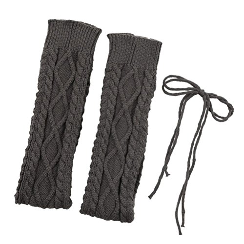 Binmer(TM)Winter Outdoor Fashion Warm Cable Knit Leg Warmers Foot Glove (Dark Gray)