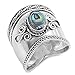 Simulated Abalone Wide Bali Ring New .925 Sterling Silver Rope Design Band Size 11