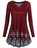 Laksmi Womens Long Sleeve Tunic Floral Print Flowy A Line Loose Casual Shirt Tops