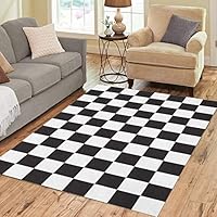 Pinbeam Area Rug Checkered Racing Flag Symbolic of End Car Race Home Decor Floor Rug 5