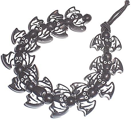 12 Black &amp; White Bat Acrylic 23x13mm Beads