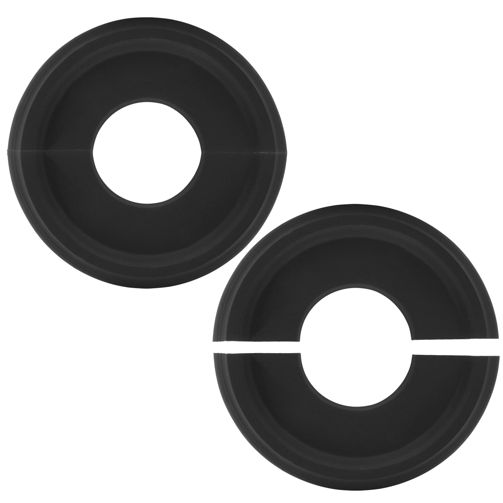 Photo 1 of Seimneire Molded Pu Split Ceiling Medallions Plate Stencil, 2 Pieces Black 10" OD x 4" ID Molded Fixtures Round Medallions for Light Fixtures Chandeliers
