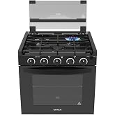 CONTOURE 21 in RV Drop-In Gas Range with Oven, 3 Burner Propane | Thermocouple flame failure safety shutoff, cast iron grate, glass lid doubles as prep space, blue LED backlit knobs GR-21TCBB
