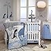 Lambs & Ivy Baby Dino Blue/White Dinosaur 4-Piece Baby Crib Bumper Pads Set