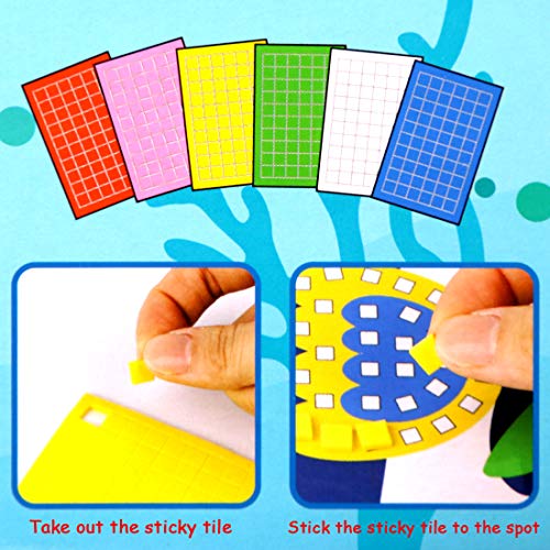 Lovyan Mosaic Stickers Art Kits for Kids 4 Pack DIY Handmade Art Crafts with Card Stands, 1080 Sticky Tiles (Zoo Animals)