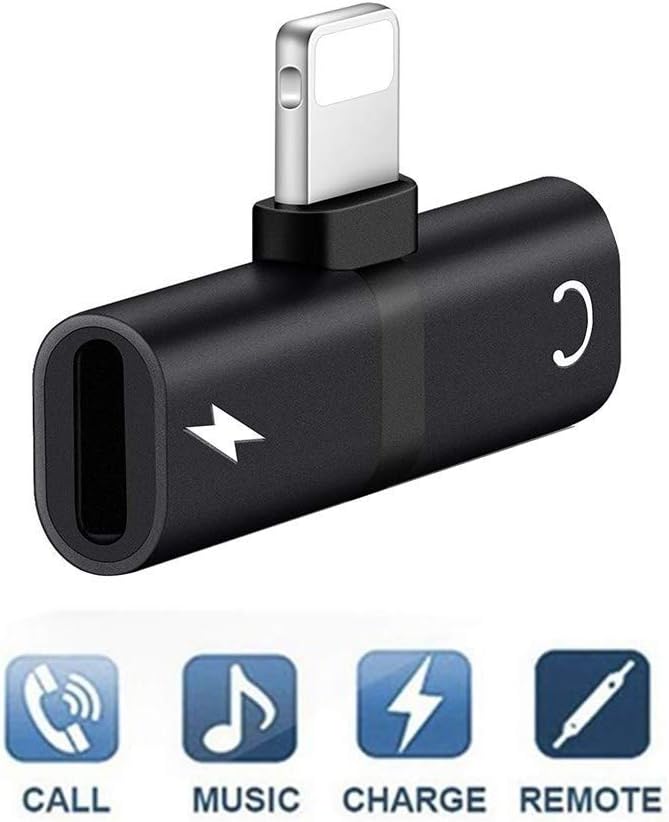 2 in 1 Compatible Adapter & Splitter for iPhone 7/7 Plus / 8/8 Plus/X,YUEMI Dual Jack Aux Audio & Charging & Calling & Sync Cable Connector Earphone Charger