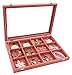 Wuligirl Jewelry Tray Velvet Clear Lid Jewelry Organizer Box Stackable Jewelry Storage Display Tray Holder Showcase (12 Grid)