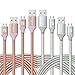 Fasgear 4 pcs (6ftx2,10ftx2) Micro USB Charger With Nylon Braided Tangle-Free Fastest charger data cable with Metal Connectors for Samsung galaxy S7, S6, LG G4, Nexus, and more(Rose gold,Silver)