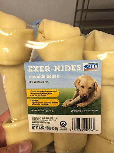 Healthy Beefhide trusted made in the USA Rawhide bone Dog treat pack of 3. Size: 9 inches