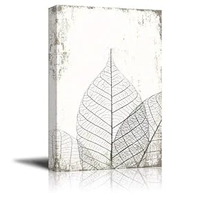 Canvas Wall Art - Black and White Leaf Vein on Rustic Background - Giclee Print Gallery Wrap Modern Home Art Ready to Hang - 12x18 inches