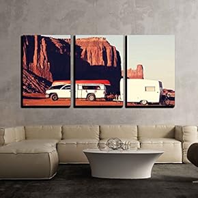 3 Piece Canvas Wall Art - Monument Valley,Utah,USA - Modern Home Art Stretched and Framed Ready to Hang - 16"x24"x3 Panels