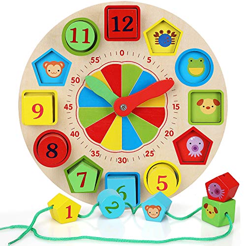 TOY Life Kids Learning Clock for Kids Learning to Tell Time Wooden