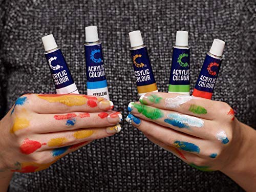 Creative Joy CJAPB01 Acrylic Paint Set & Brushes Vivid Paint Sets Include 6 Brushes-Great for Artists and Hobby Painters from Kids through Adults-Beginner to Expert Acrylic Paint Kits (12 Paints)