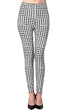 VIV Collection Plus Size Printed Brushed Leggings (Black White Houndstooth)