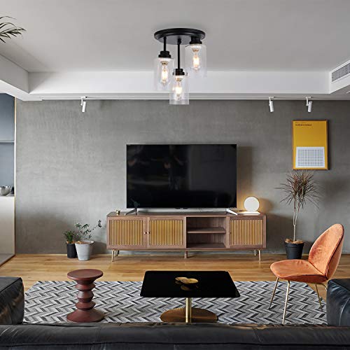 KRASTY 3Light Black Paint Ceiling Light Semi Flush Mount Light Fixture