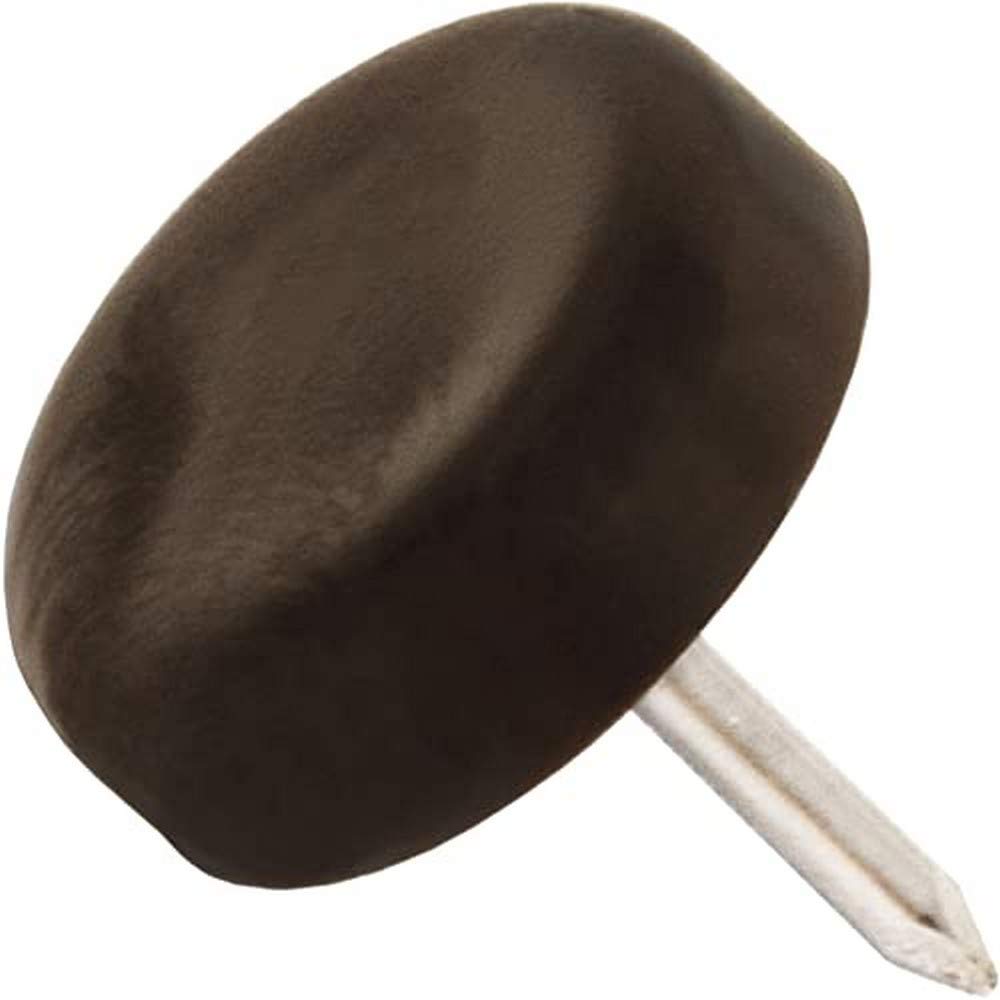 Adsamm® / 32 x Glides in plastic with nail | Ø 0,71'' (Ø 18 mm) | brown | round | Premium quality furniture sliders with nail by Adsamm®