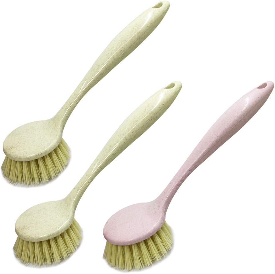 YuCool 3 Packs Dish Brush Kitchen Scrub Brushes with Sturdy Offset