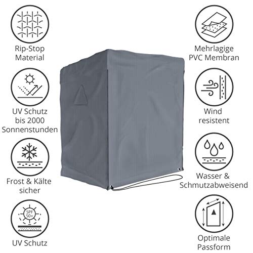 SANZARO Strandkorb Schutzhülle winterfest 165 cm XXL passend für 160 breit | RipStop-Technologie mit 600D Oxford Stoff… – Bild 3