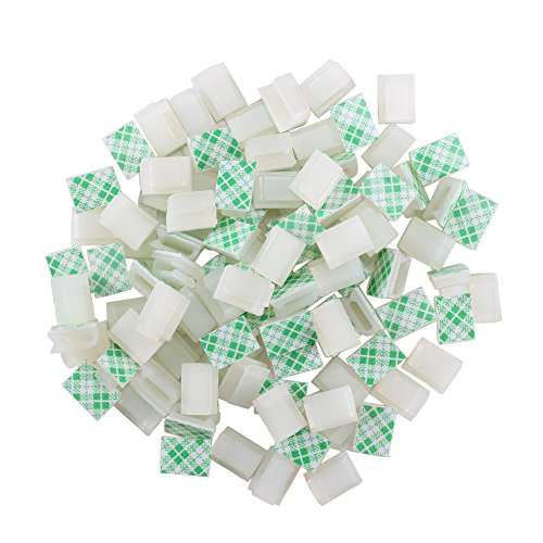 Cable Clips Adhesive Wire Cord Holder, 100PCS White Tip Clip Mount Base Organizer Drop Clamp for Car Home Office by INNKER, Nylon 66